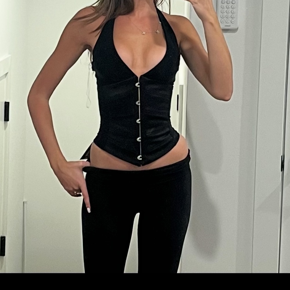 House of cb Lia black satin waist cinch corset